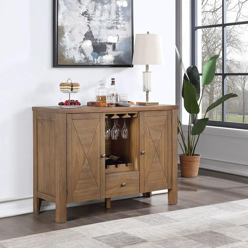 Pascaline - Server - Rustic Brown & Oak by Unique Piece Furniture