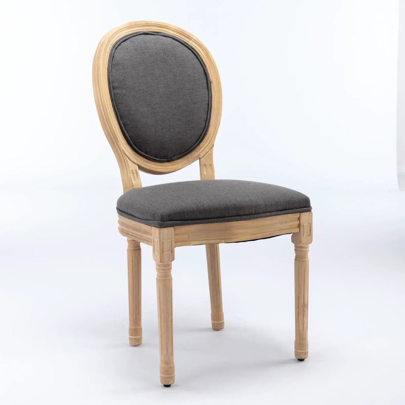 French Style Solid Wood Frame Antique Painting Fabric Back Dining Chair (Set of 2) by HouseOfZazla