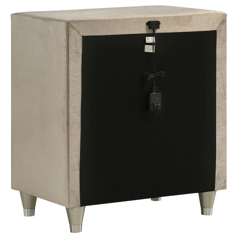 Antonella Upholstered 3-drawer Nightstand Ivory and Camel by Unique Piece Furniture