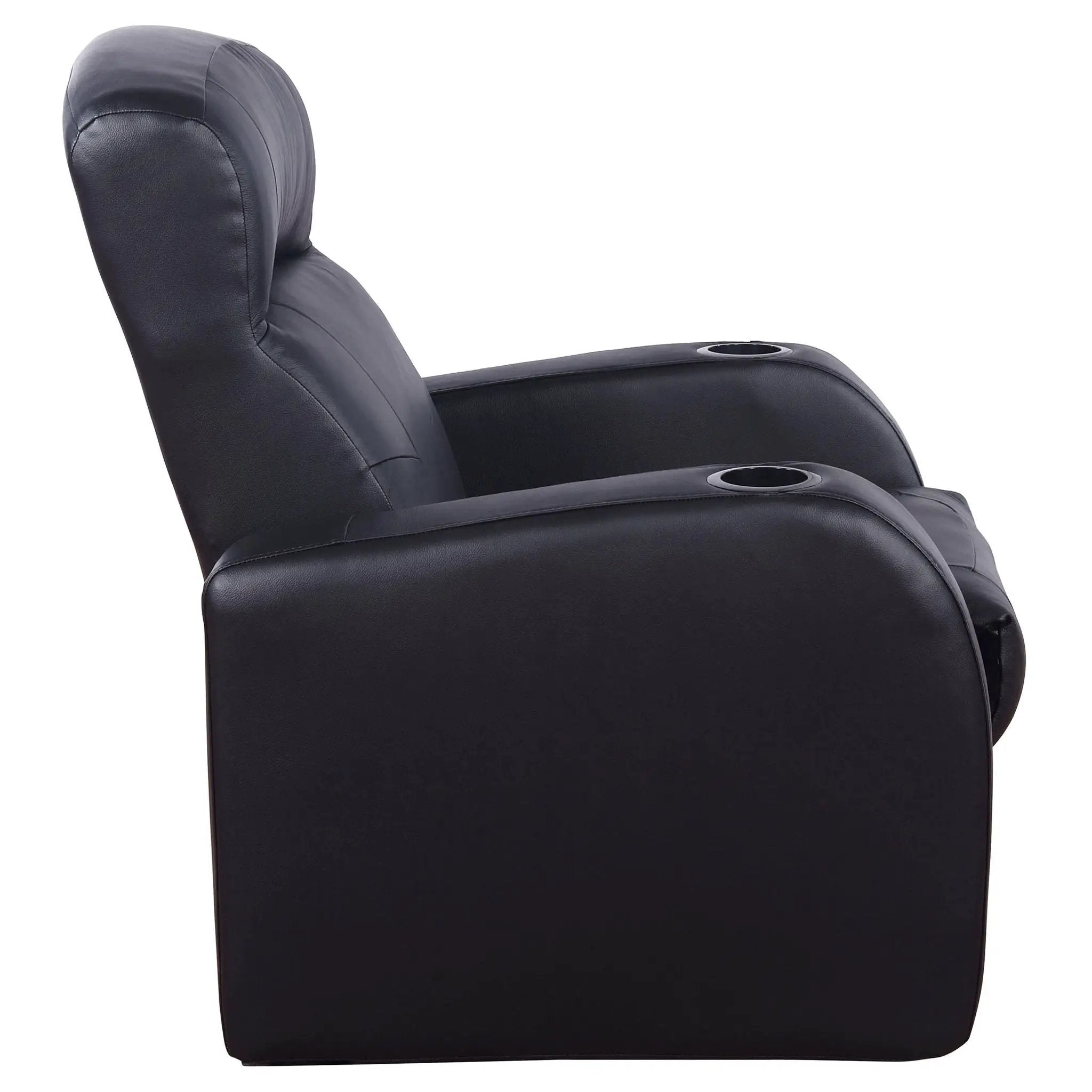Upholstered Recliner With Cup Holder Comfort Lounge Chair - Black by Unique Piece Furniture