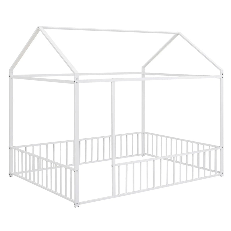 Metal Bed House Bed Frame With Fence by Unique Piece Furniture