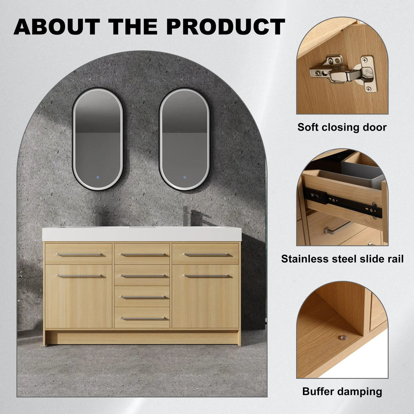 Freestanding Bathroom Vanity With Resin Sink, Soft-Closing Doors And Drawers by HouseOfZazla