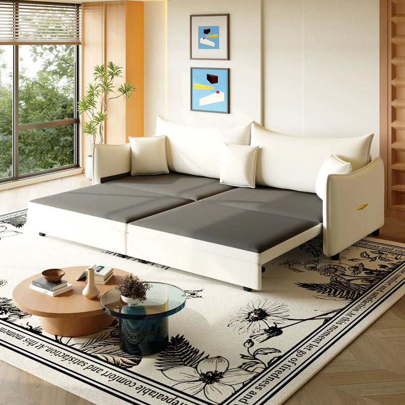 King Pull Out Sofa Bed, 3-In-1 Convertible Bed With 3 Pillows by HouseOfZazla