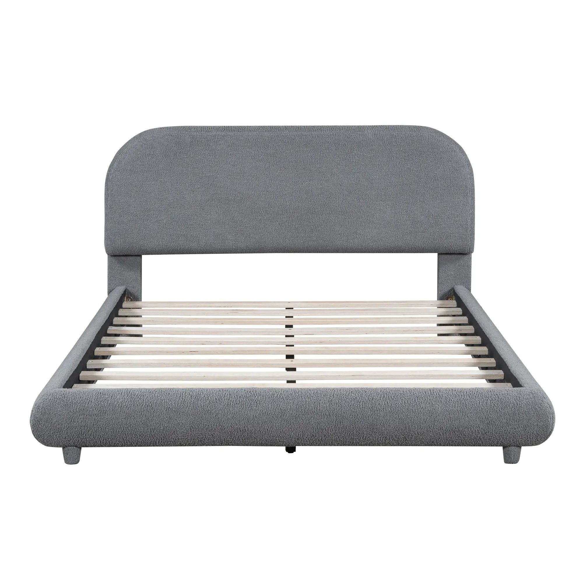 Upholstered Platform Bed With Thick Solid Frame And Stylish Curve-Shaped Design by Unique Piece Furniture
