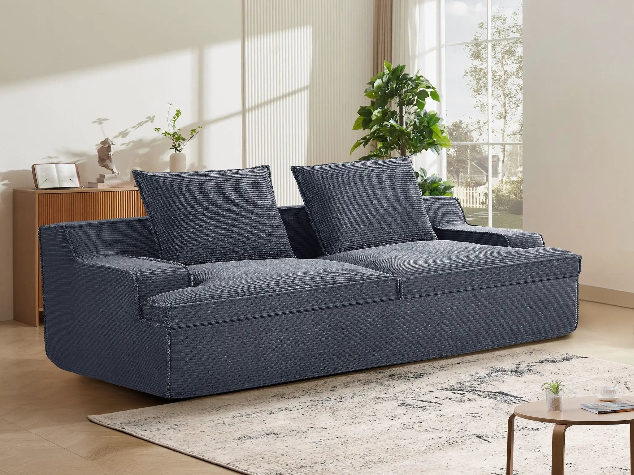 Nimbus - Oversized Full Foam 4 Seater Couch For Living Room Upholstered In Soft, Wide Armrests by HouseOfZazla