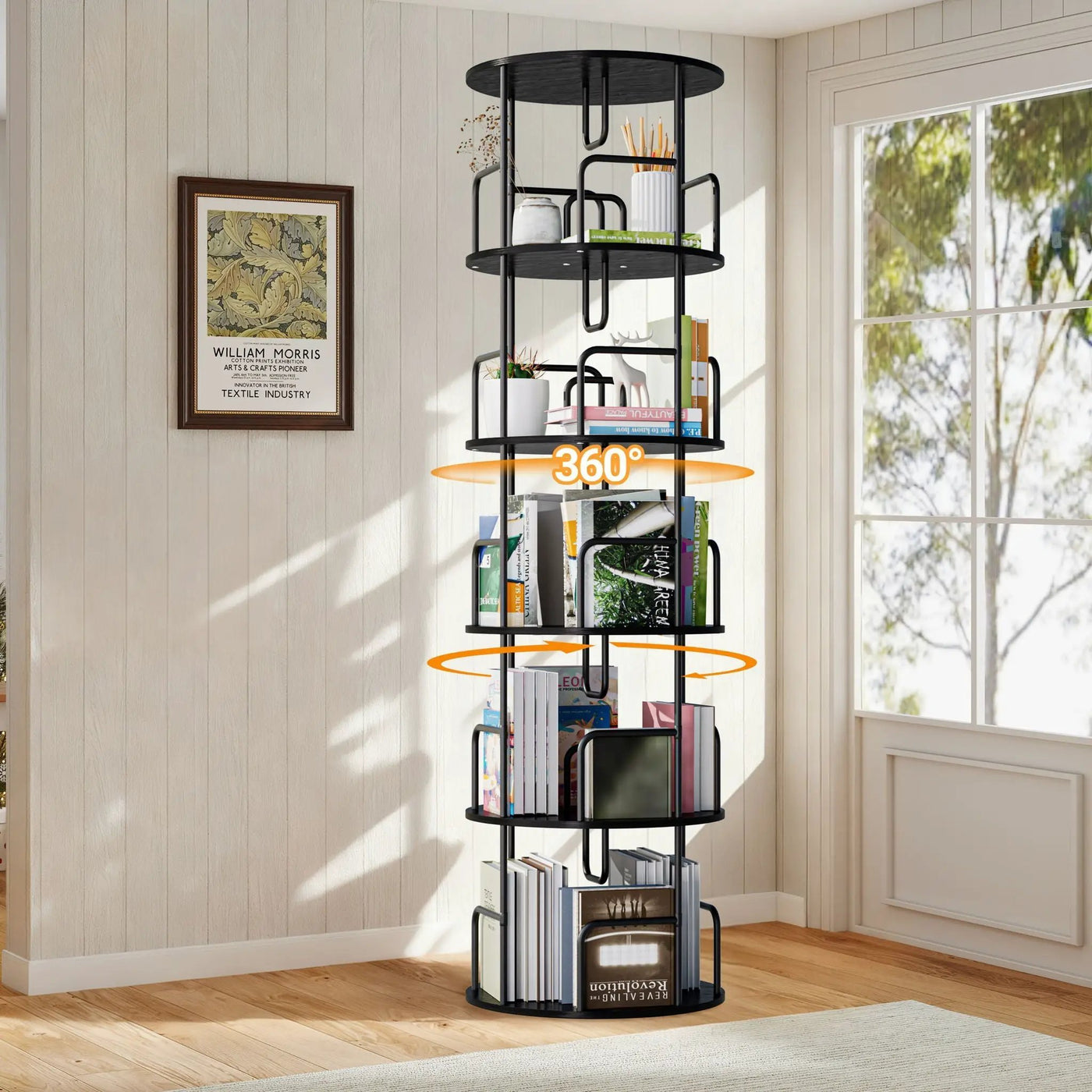 Rotating Bookshelf Tower 5 Tier Spinning 360 Degree Revolving Storage Shelf by HouseOfZazla