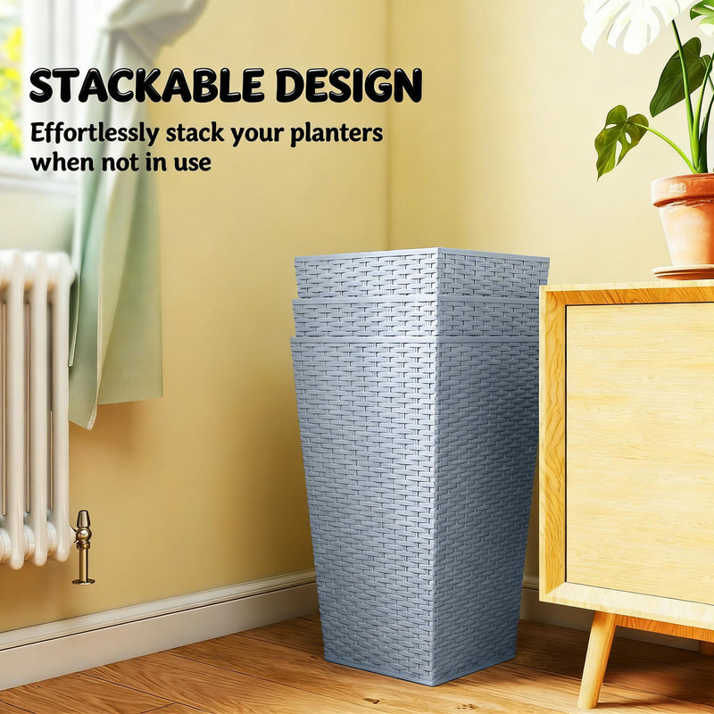 Plants Box Set of 3 Tall Planters by HouseOfZazla
