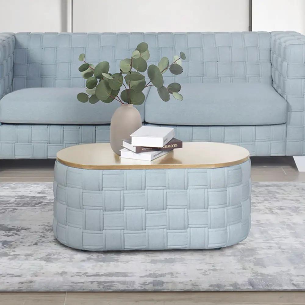 Saree - Coffee Table - Light Teal Chenille by Unique Piece Furniture