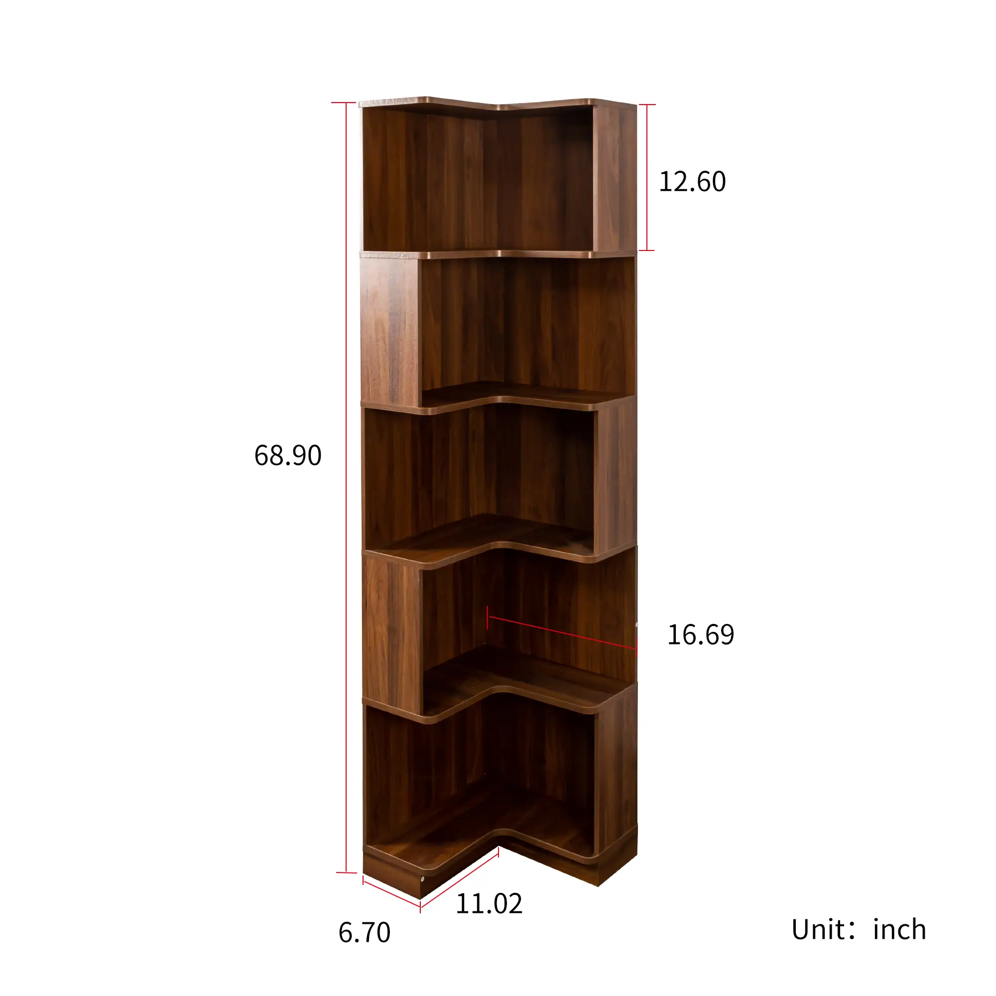 Corner Book Shelf - 5 Tier Corner Bookshelf by HouseOfZazla