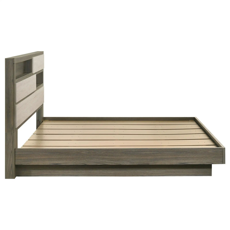 Fenwick Eastern King Bed Bookcase Headboard Grey Oak by Unique Piece Furniture