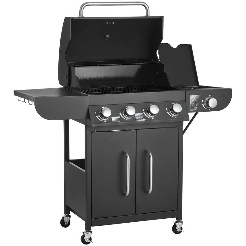 Gas Grill, 4 Burner Propane Gas Grill with Side Burner by HouseOfZazla