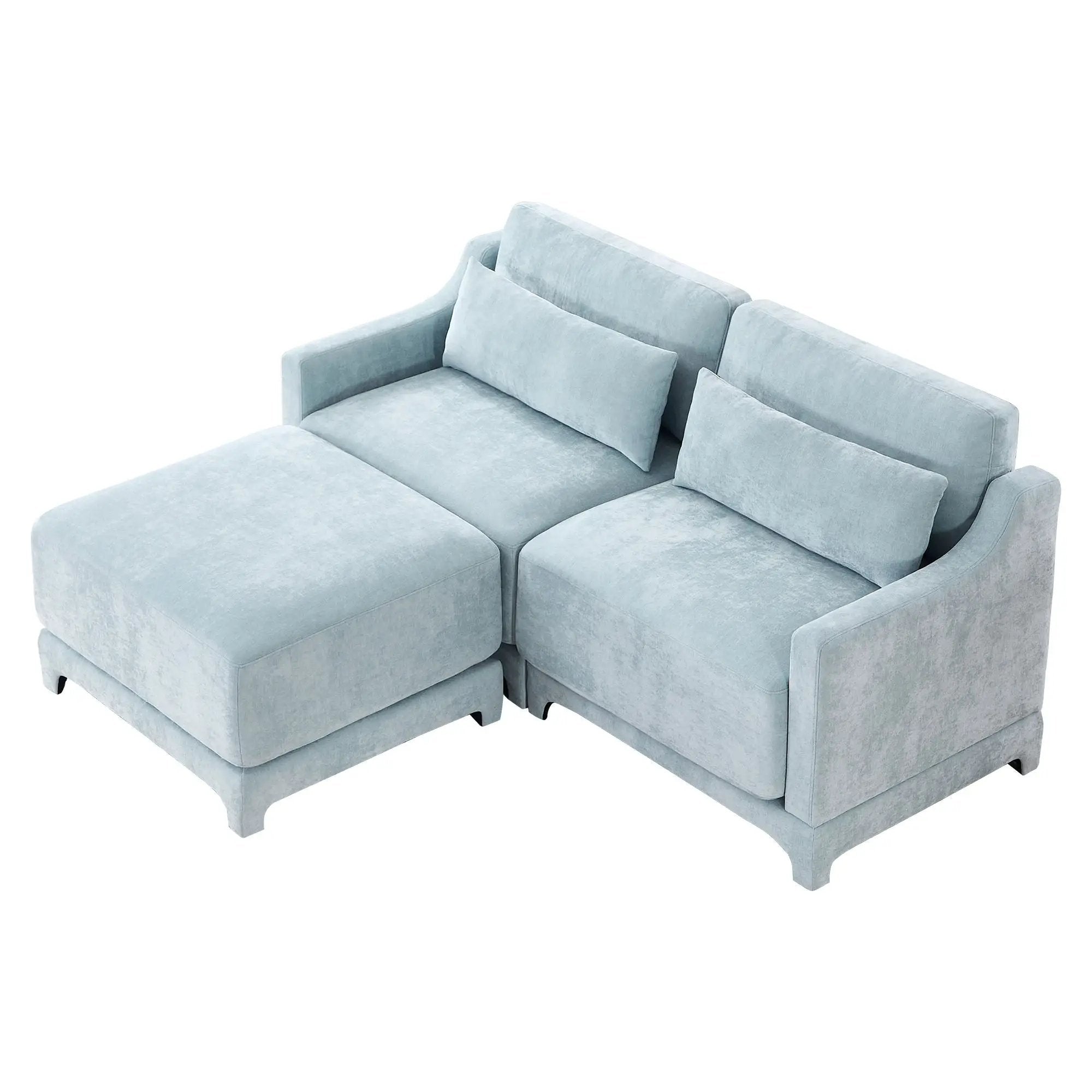Stylish Sofa With Ottoman And Lumbar Pillows, Ergonomic Design by HouseOfZazla