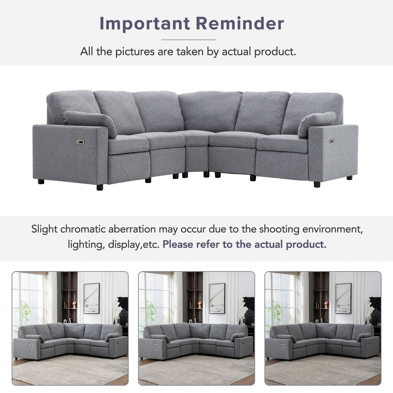 Power Recliner Sectional Sofa Home Theater Reclining Sofa With Two USB Ports, Two Storage Drawers For Living Room by HouseOfZazla