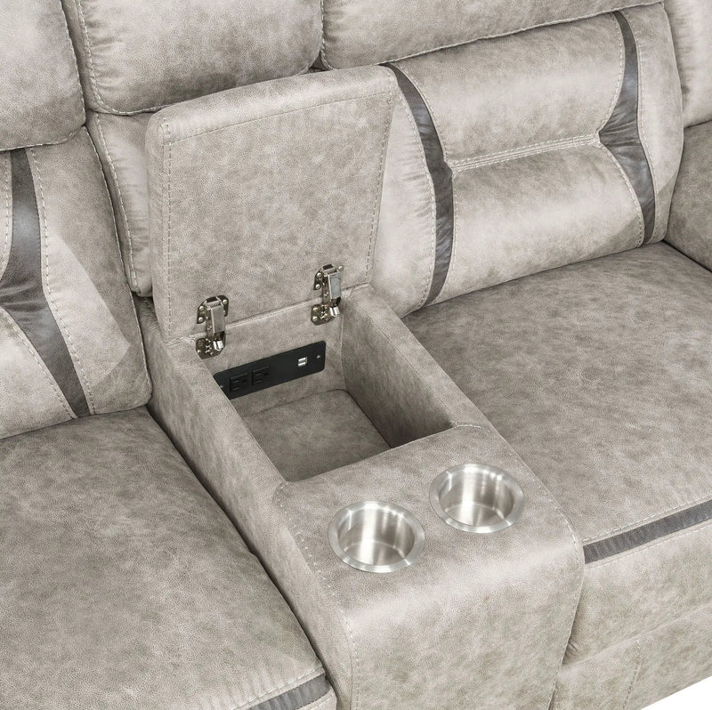 Greer Upholstered Motion Reclining Loveseat Taupe by Unique Piece Furniture