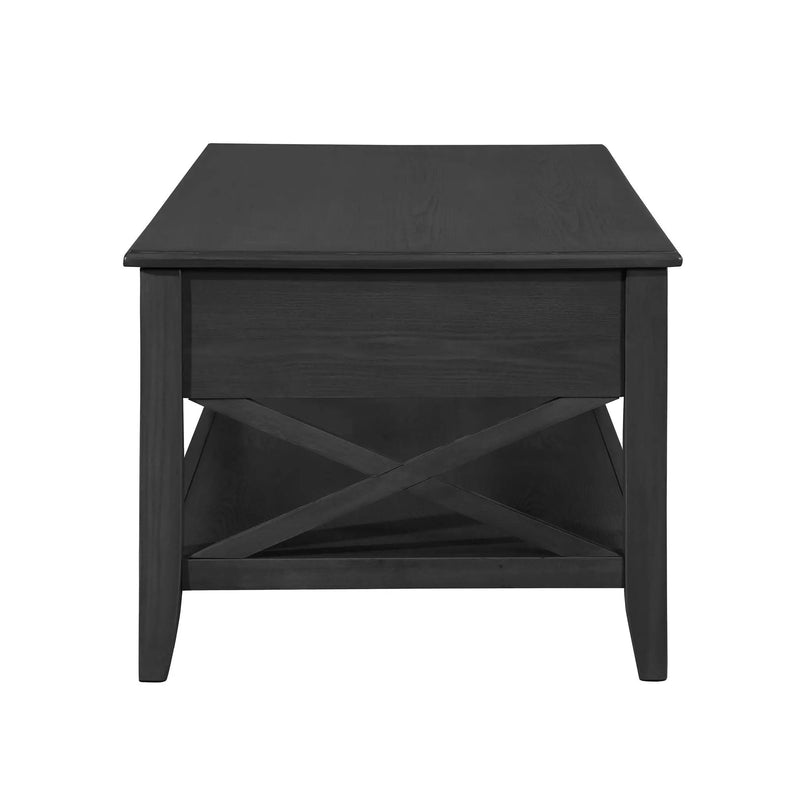 Decatur Farmhouse Lift Top Coffee Table With Storage - Black / Ash by HouseOfZazla
