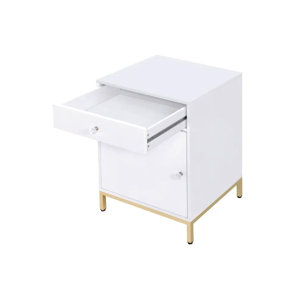 Ottey - Cabinet - White High Gloss & Gold by Unique Piece Furniture