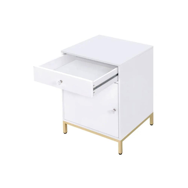 Ottey - Cabinet - White High Gloss & Gold by Unique Piece Furniture