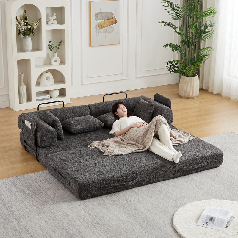 Convertible Sleeper Sofa Bed With Cylindrical Pillow by HouseOfZazla