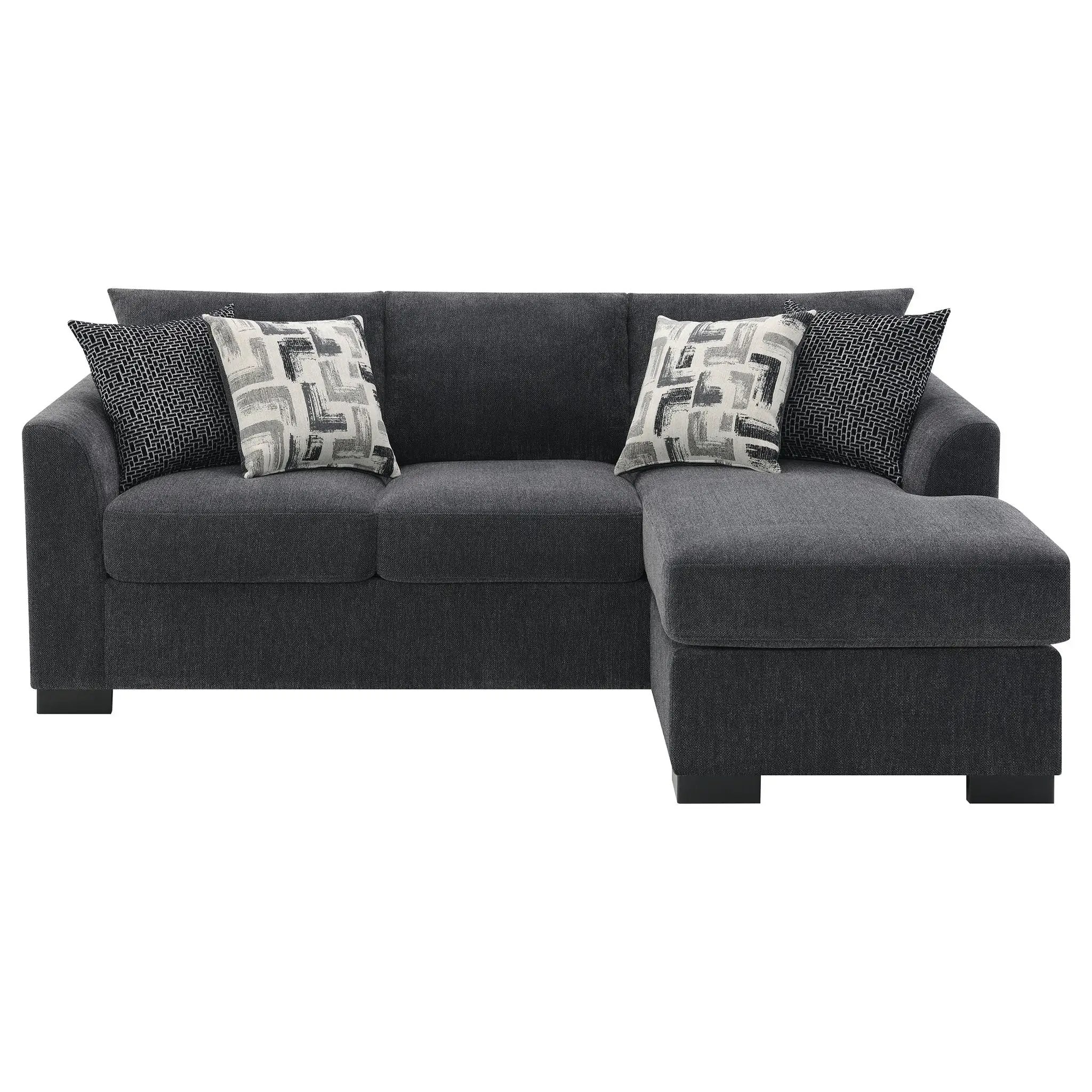 Pacheco - Upholstered Sleeper Sectional Chaise Sofa With Pocket Coils And Reversible Cushions - Dark Gray by HouseOfZazla
