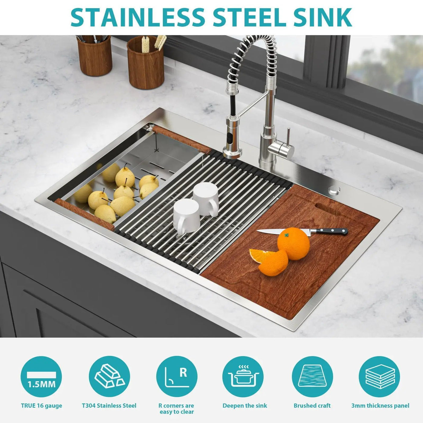 Topmount Drop In Kitchen Sink With Double Bowl Design by HouseOfZazla