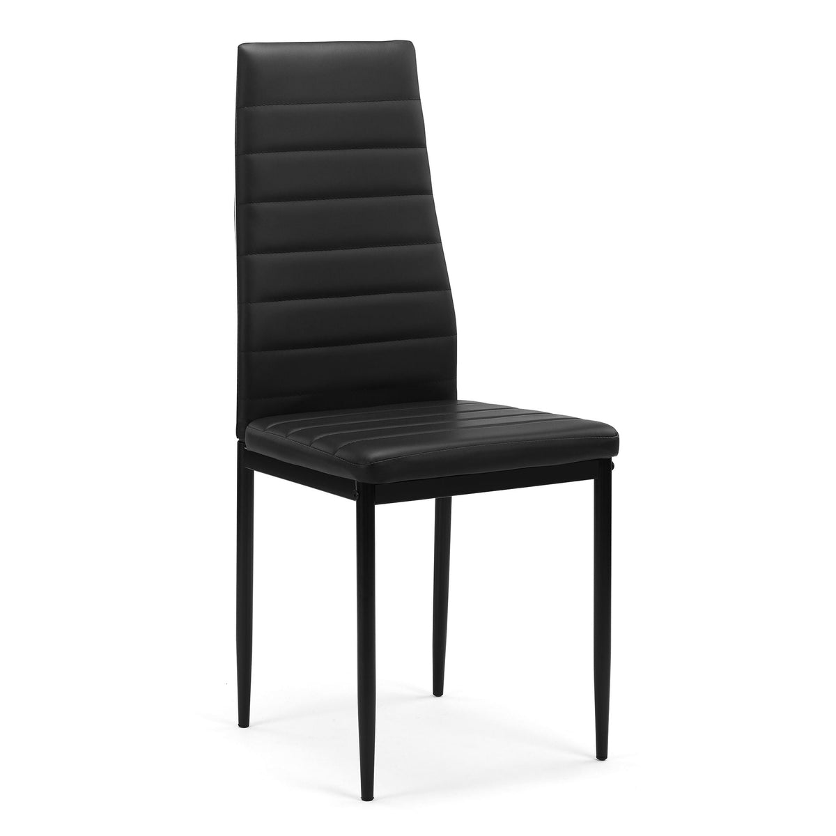 Black Dining Chair Set of 4 with PU Leather Upholstery