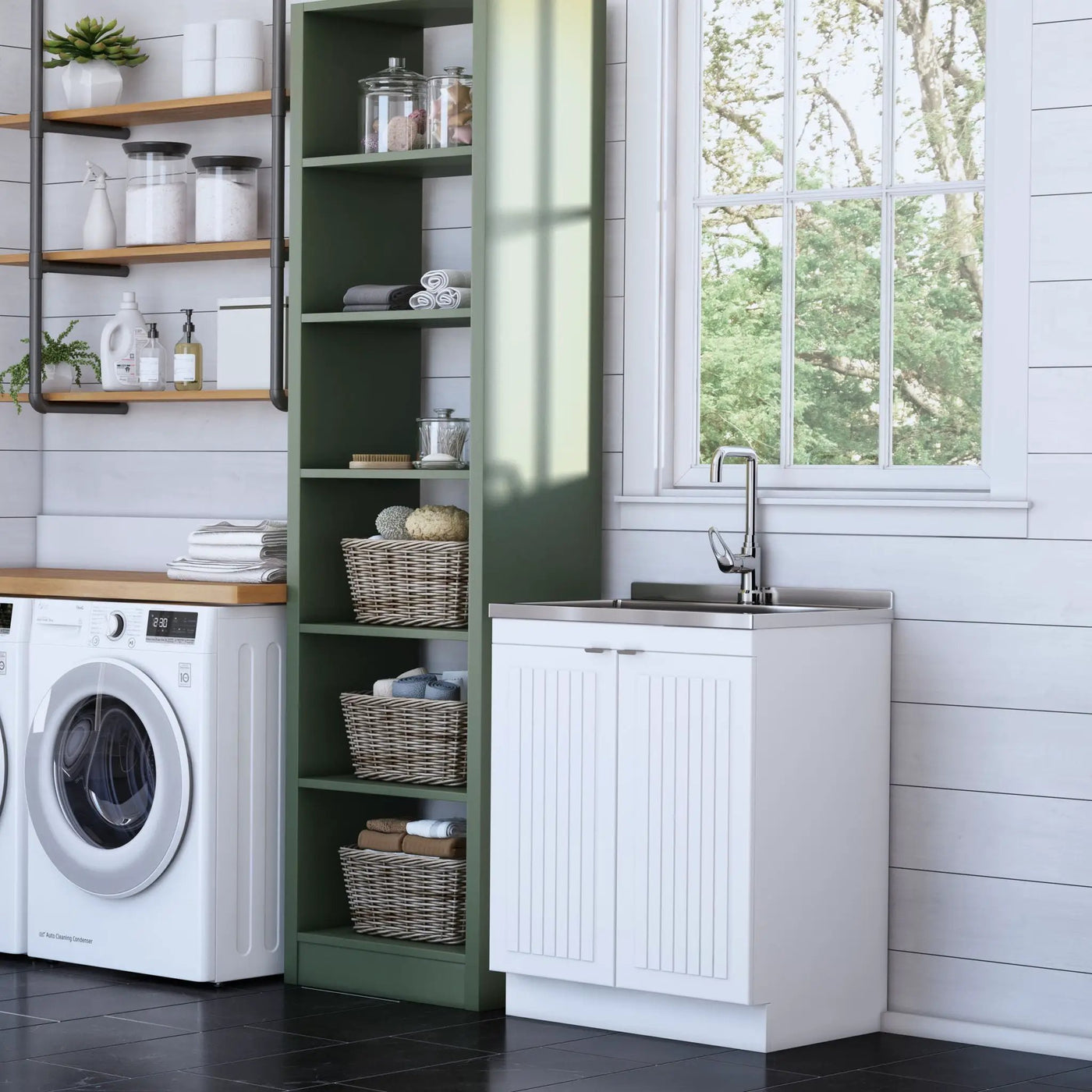 Murphy - Laundry Cabinet & Faucet And Stainless Steel Sink by HouseOfZazla