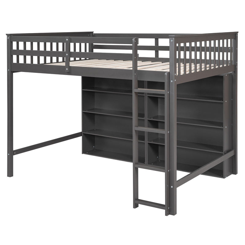 Loft Bed With 8 Open Storage Shelves And Built In Ladder by HouseOfZazla