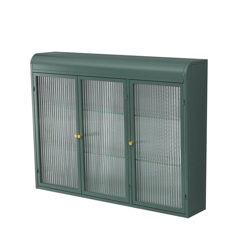Arched Wall Mounted Cabinet, 3 Door Storage For Kitchen - Dark Green by HouseOfZazla
