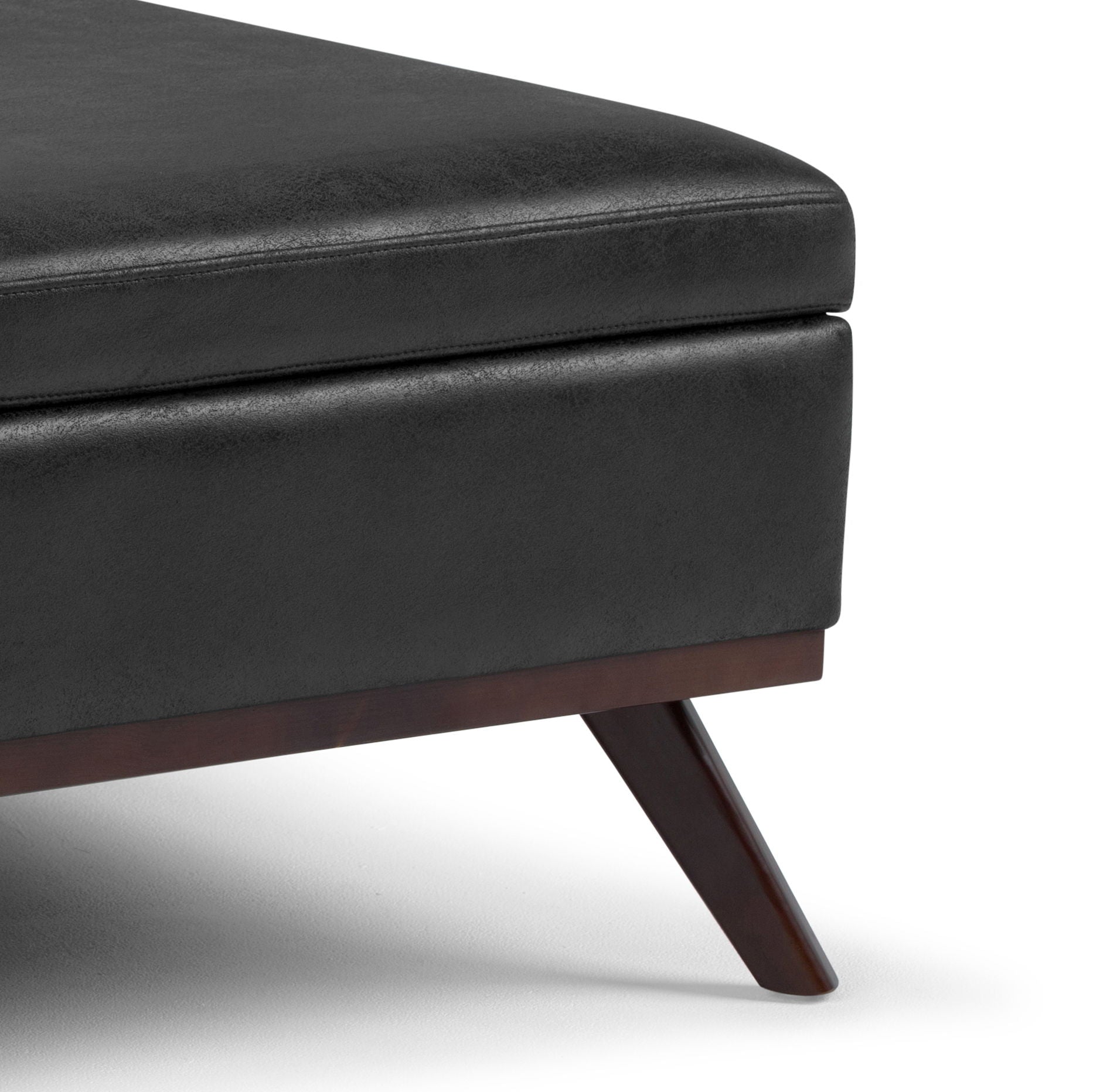 Owen - Square Coffee Table Storage Ottoman - Distressed Black by HouseOfZazla