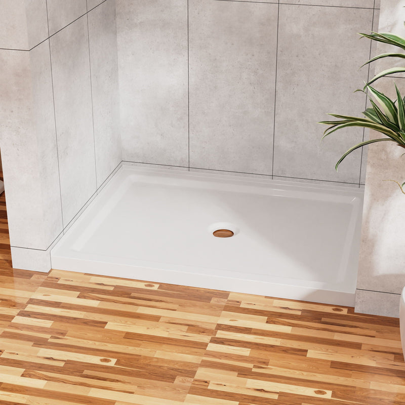 Shower Base Anti Slip Center Drain Single Threshold 32" X 48" - White by HouseOfZazla