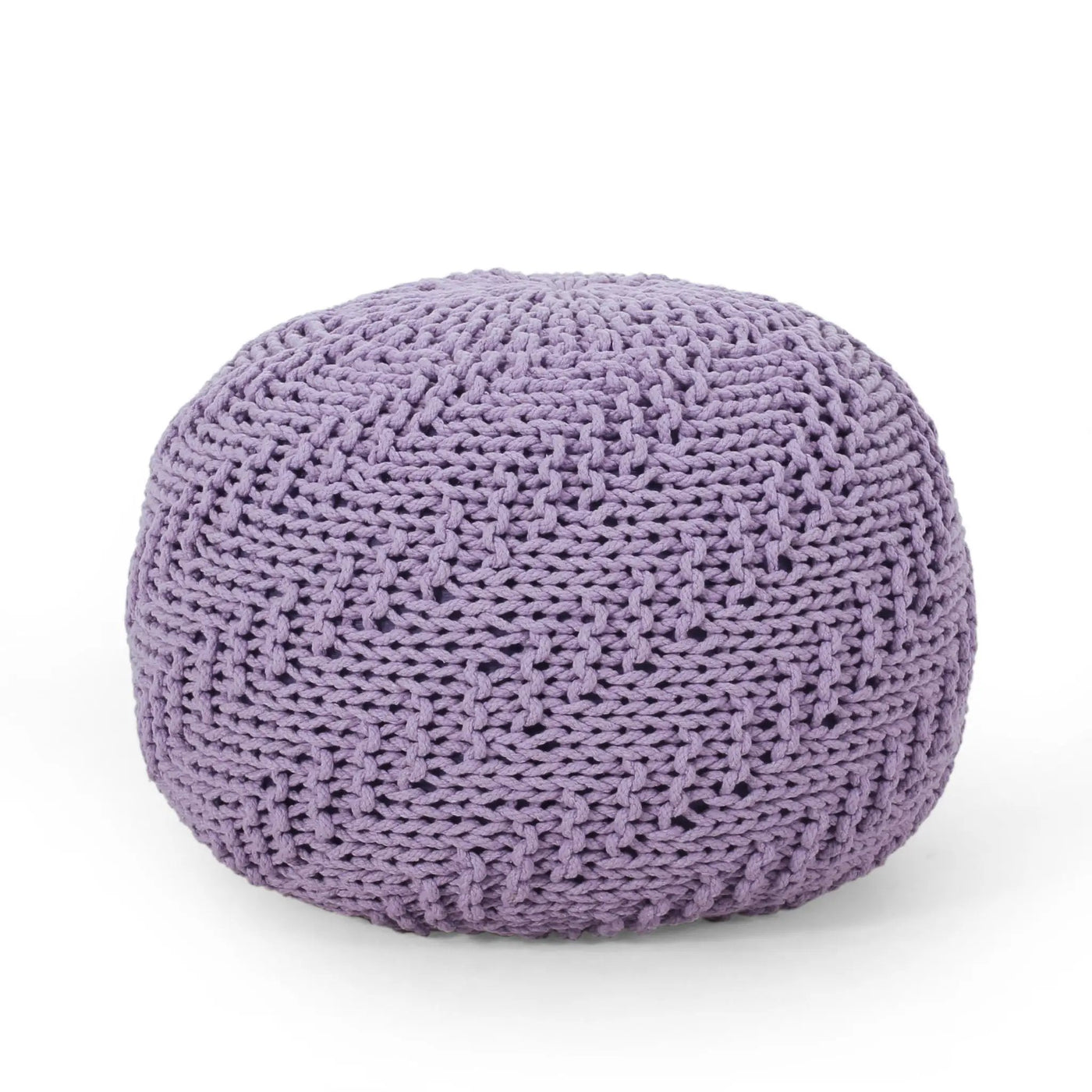 Bordeaux - Knitted Round Pouf Ottoman by HouseOfZazla