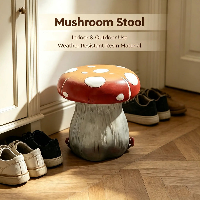 13.4" Oversized Mushroom Statue Stool by HouseOfZazla