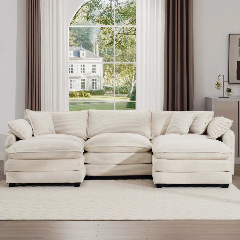 Modern Oversized Modular Cushion Sofa With Ottoman, Low Back, Deep Seating Sofa Set by Unique Piece Furniture
