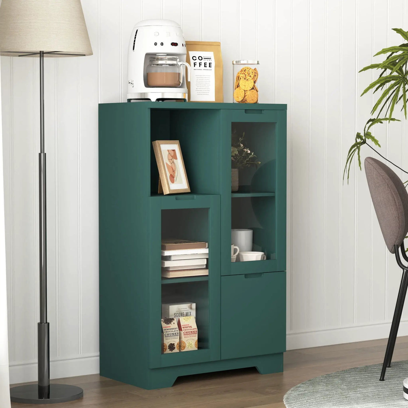 Modern Cabinet With Glass Doors And Drawer by HouseOfZazla
