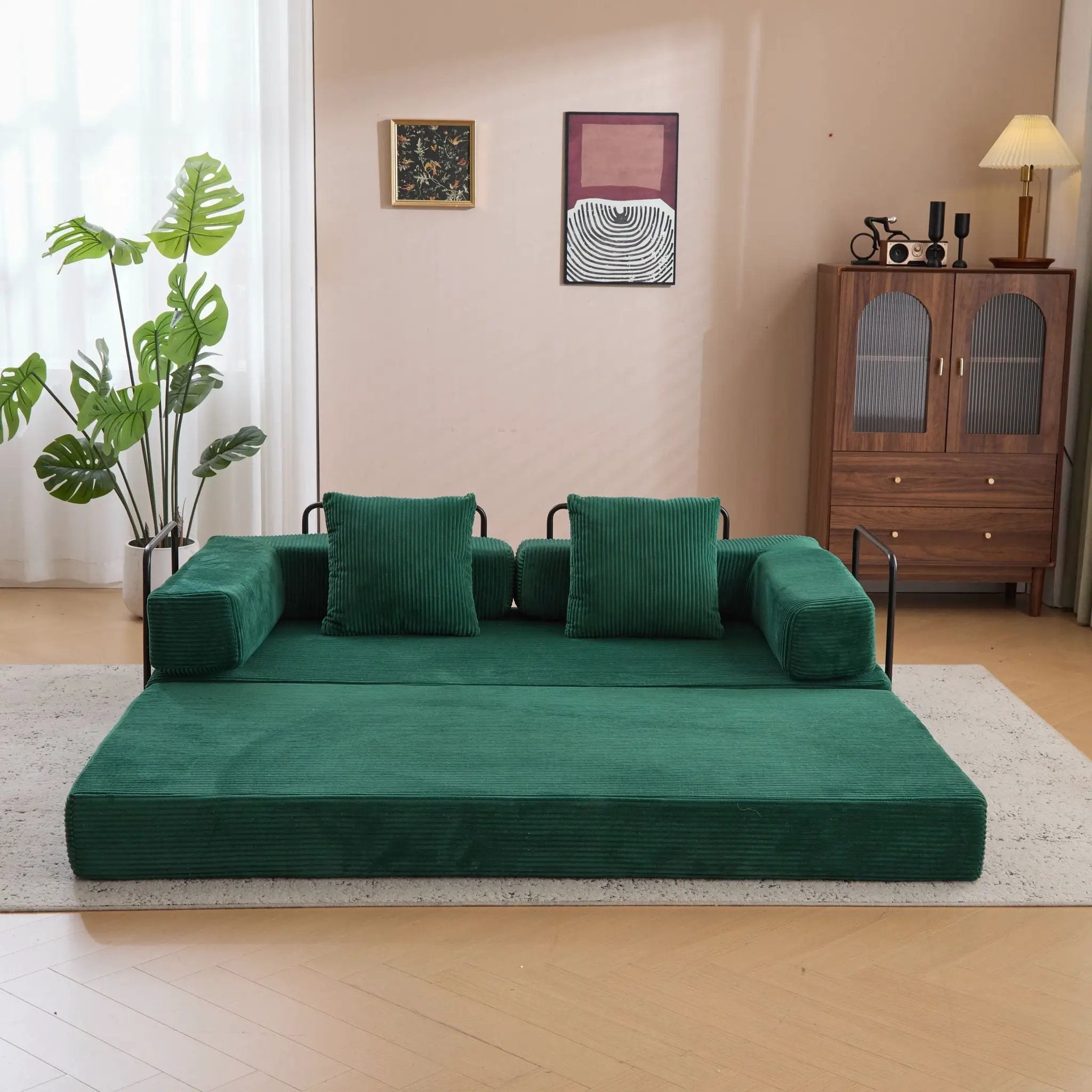 Floor Couch, Convertible Floor Sofa Bed With Pillow Back Support Armrest by HouseOfZazla