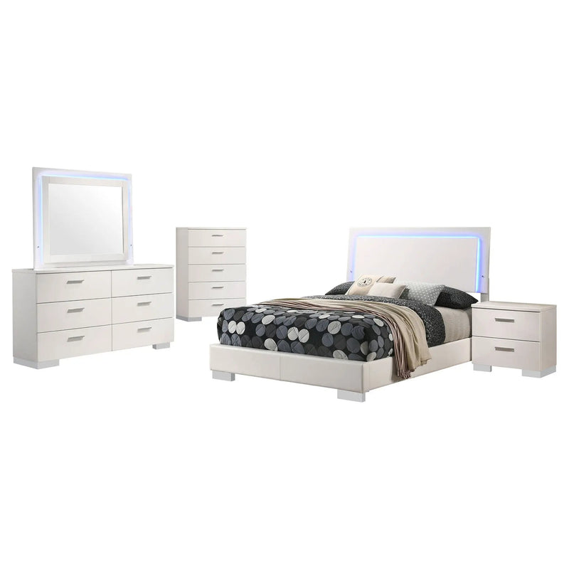 Felicity 5-piece Full Bedroom Set White High Gloss by Unique Piece Furniture