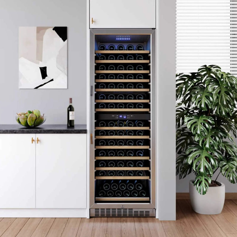 Edgestar 24-Inch 141 Bottle Capacity Freestanding Dual Zone Wine Cooler With Interior Lighting [CWR1552DZ] (SAK49245) by SAKSBY WHOLESALE