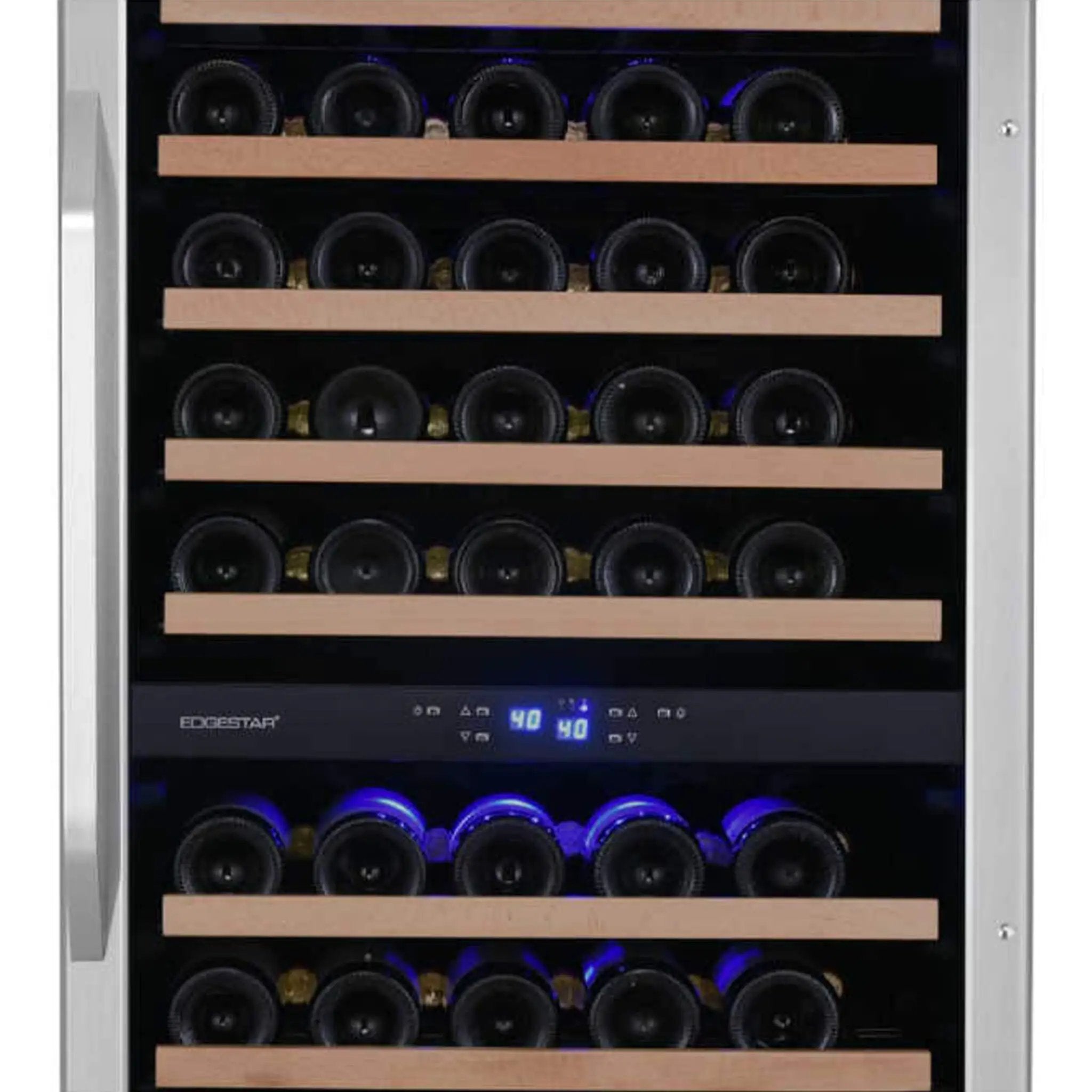 Edgestar 24-Inch 141 Bottle Capacity Freestanding Dual Zone Wine Cooler With Interior Lighting [CWR1552DZ] (SAK49245) by SAKSBY WHOLESALE