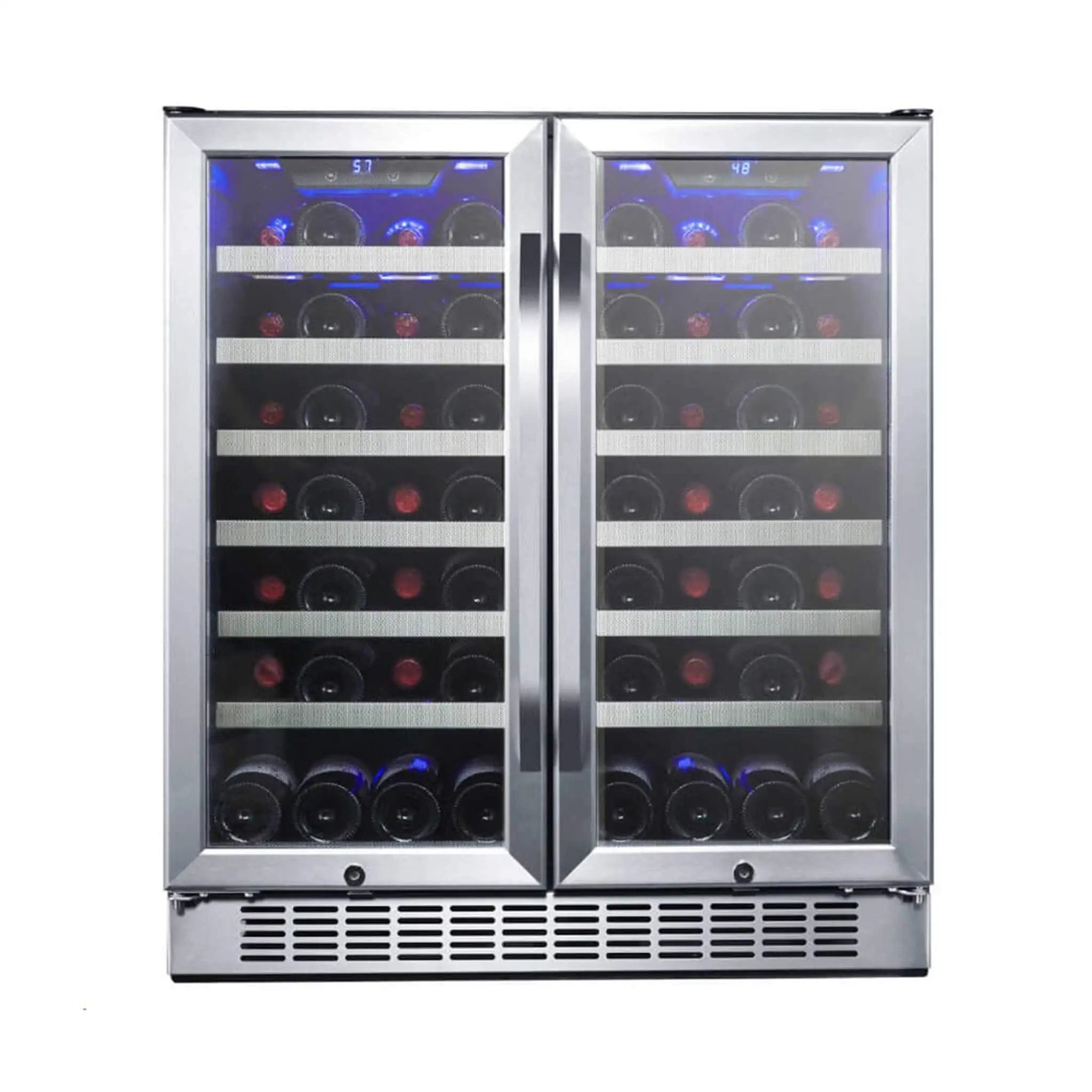 Edgestar 30-Inch Wide 56 Bottle Capacity Built-In French Door Wine Cooler With Door Locks [CWR5631FD] (SAK56381) by SAKSBY WHOLESALE
