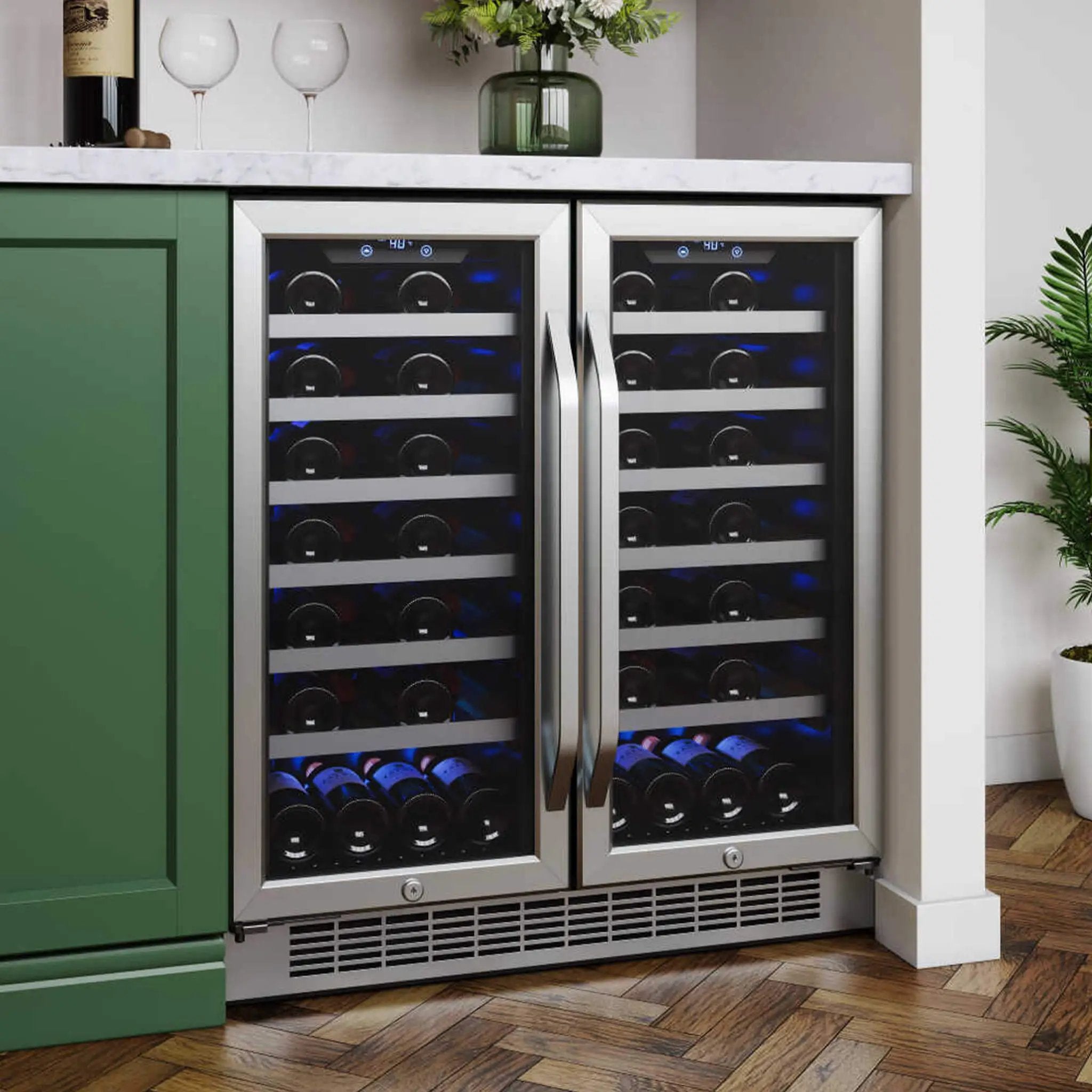 Edgestar 30-Inch Wide 56 Bottle Capacity Built-In French Door Wine Cooler With Door Locks [CWR5631FD] (SAK56381) by SAKSBY WHOLESALE