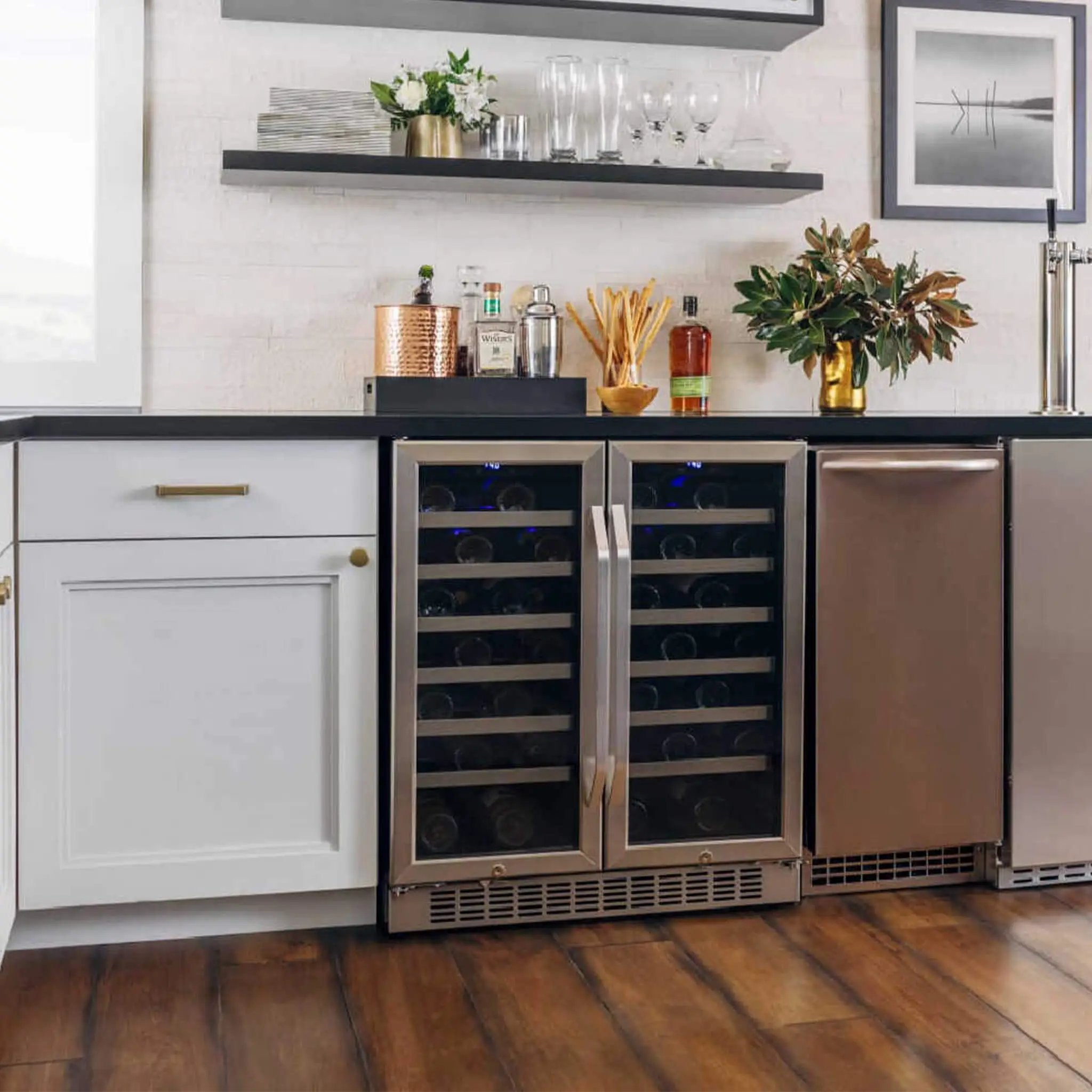 Edgestar 30-Inch Wide 56 Bottle Capacity Built-In French Door Wine Cooler With Door Locks [CWR5631FD] (SAK56381) by SAKSBY WHOLESALE
