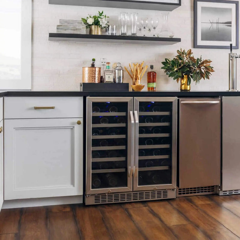 Edgestar 30-Inch Wide 56 Bottle Capacity Built-In French Door Wine Cooler With Door Locks [CWR5631FD] (SAK56381) by SAKSBY WHOLESALE