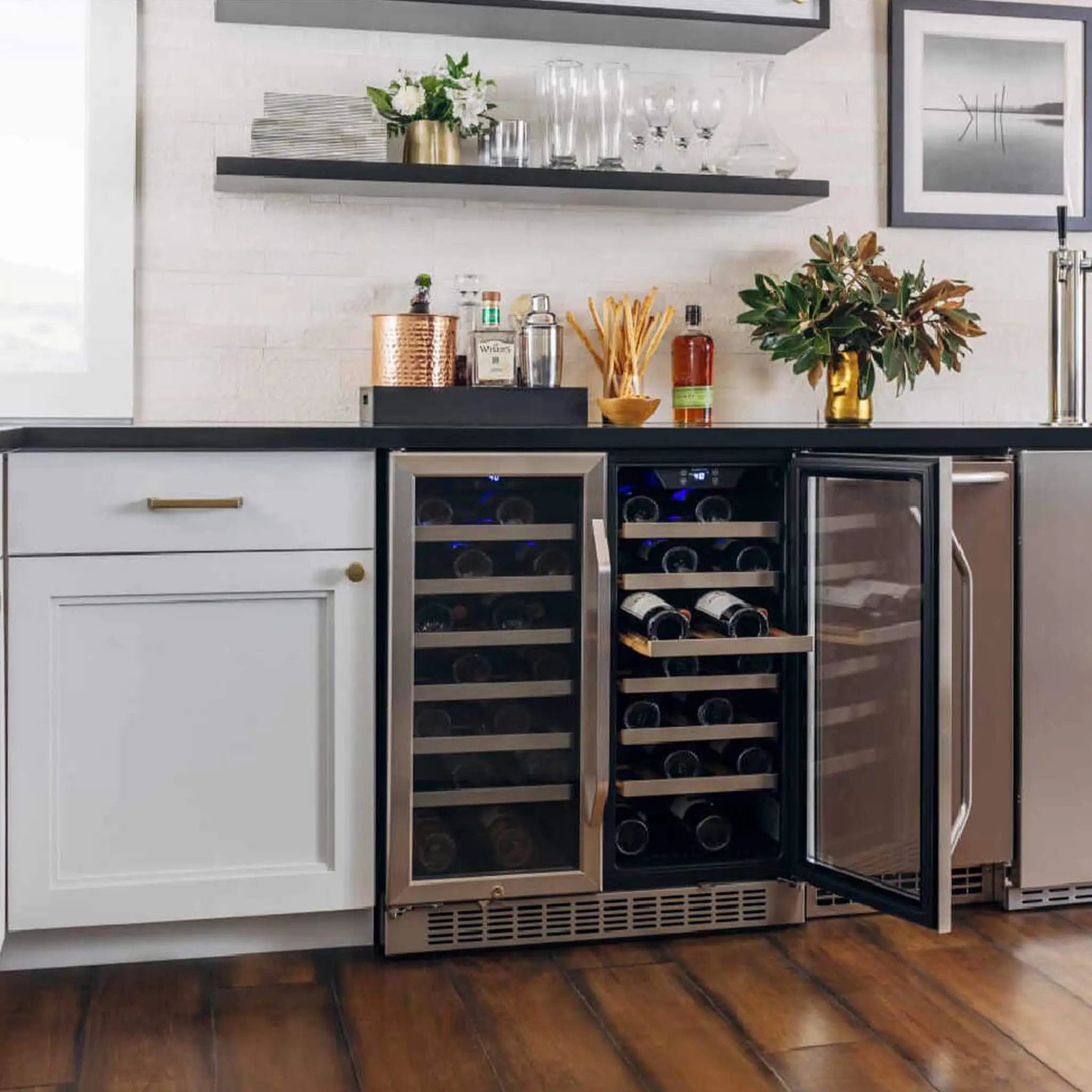 Edgestar 30-Inch Wide 56 Bottle Capacity Built-In French Door Wine Cooler With Door Locks [CWR5631FD] (SAK56381) by SAKSBY WHOLESALE