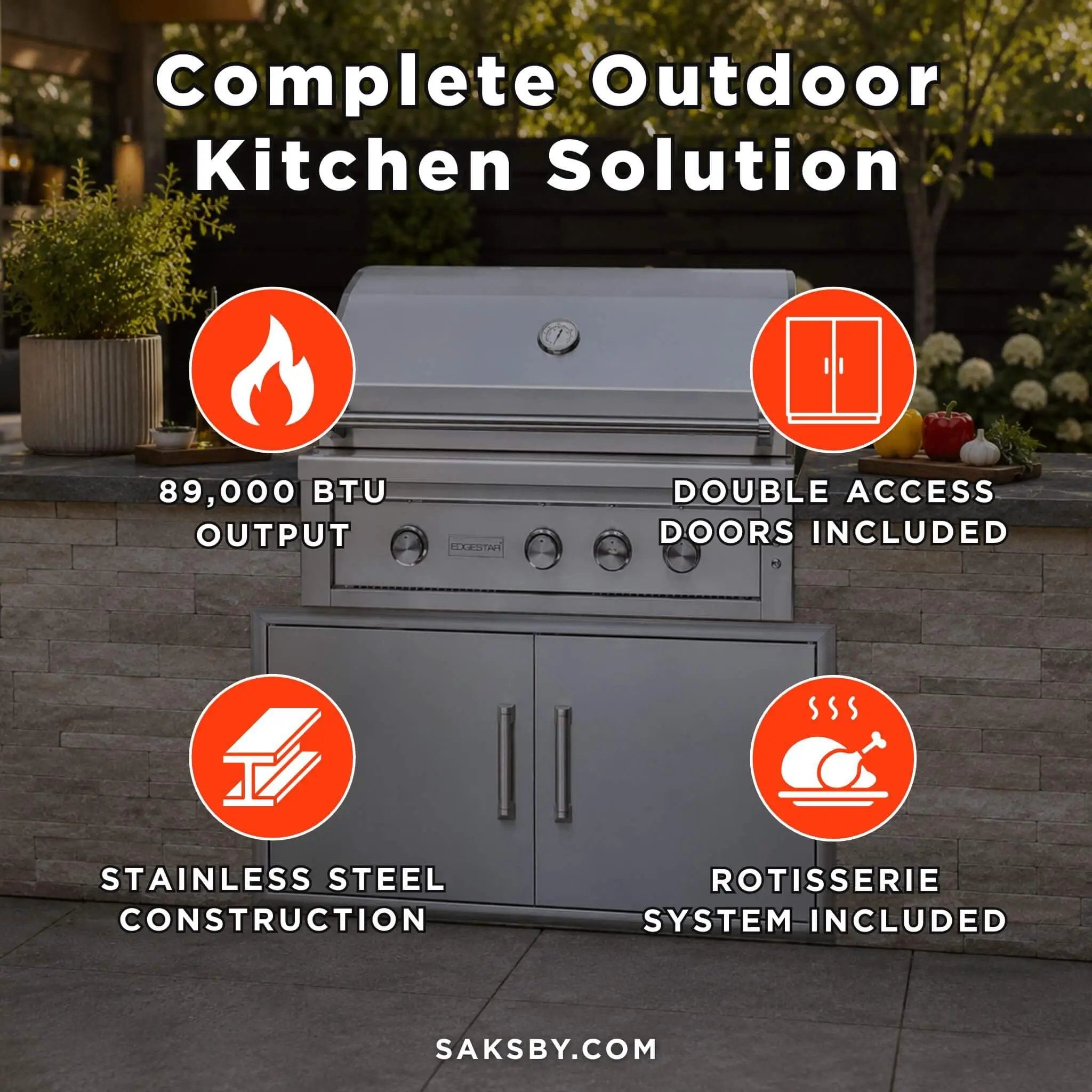 Edgestar 89K BTU 42-Inch Built-In Grill With Insulated Jacket And Double Access Doors Insulated Jacket (SAK94627) by SAKSBY WHOLESALE