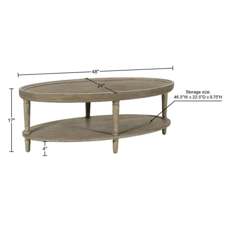 Bedford - Oval Coffee Table With Shelf - Natural by Unique Piece Furniture