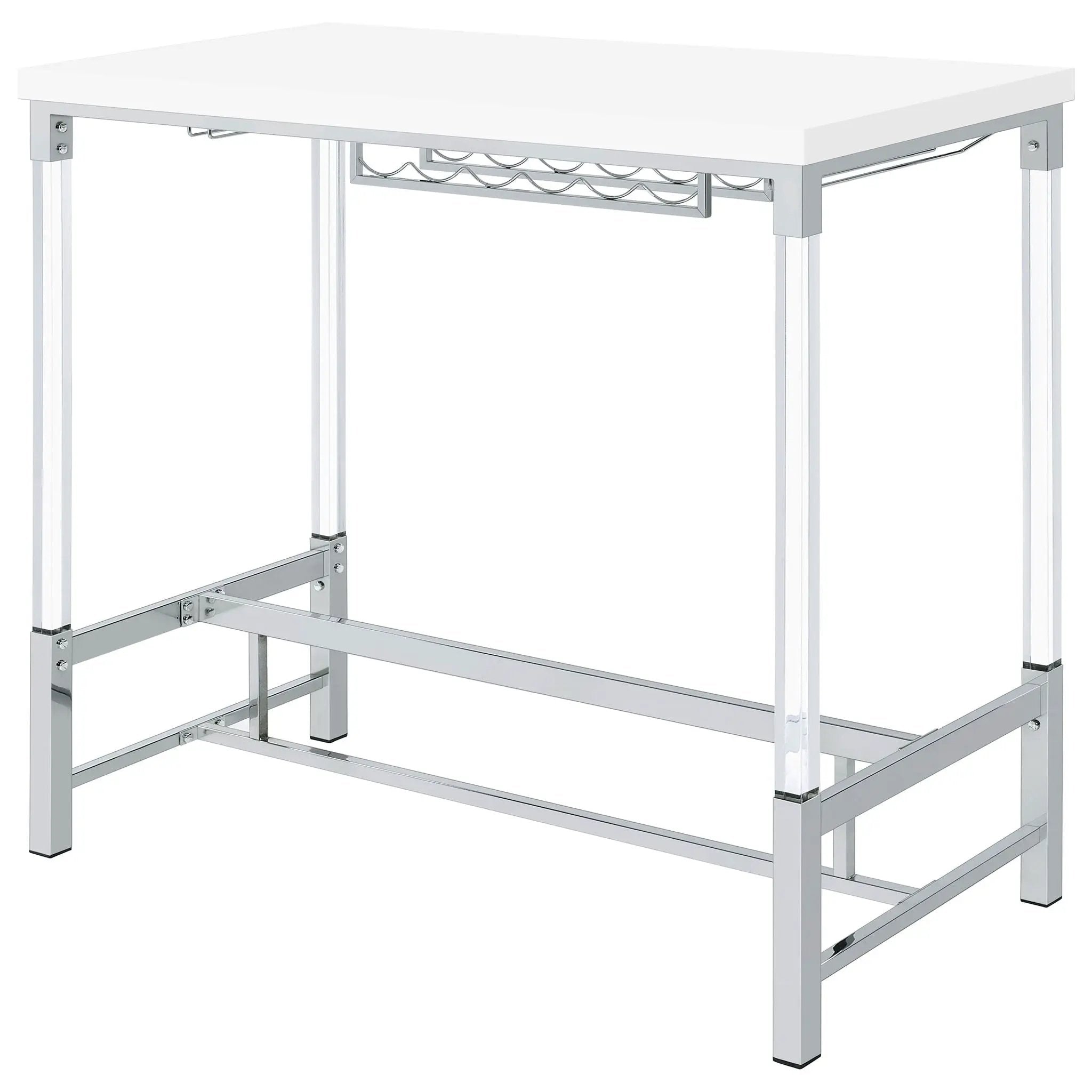Tonneson - Bar Table With Trestle Base And Wine Storage - White by HouseOfZazla