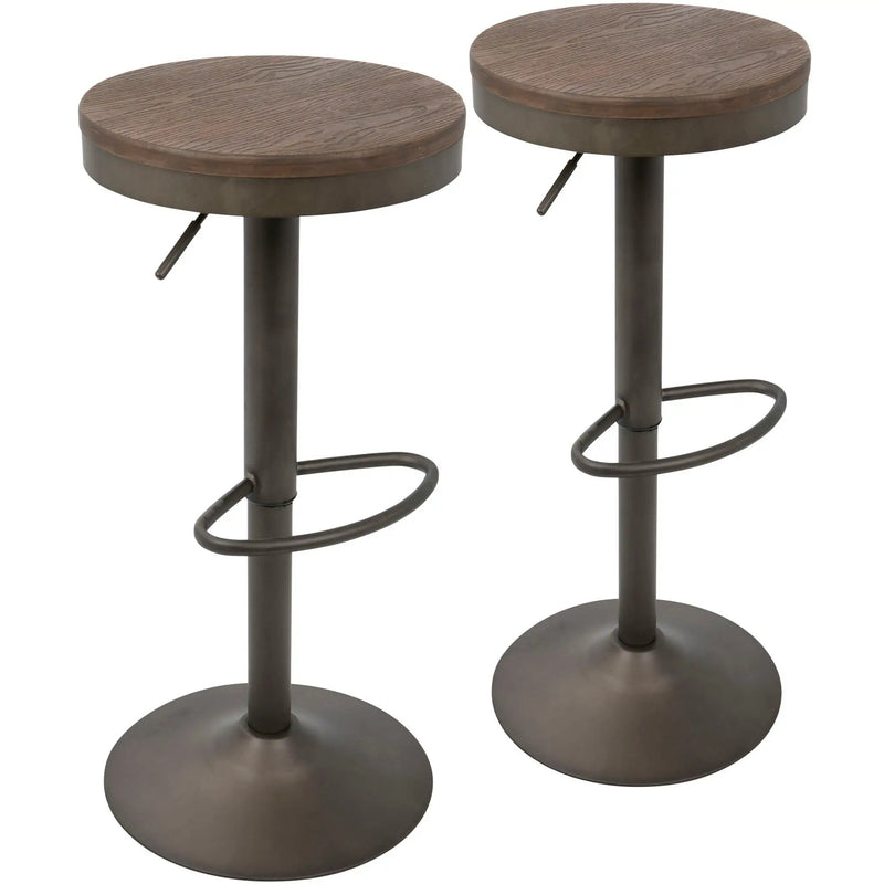 Dakota - Industrial Design Adjustable Barstool (Set of 2) by HouseOfZazla