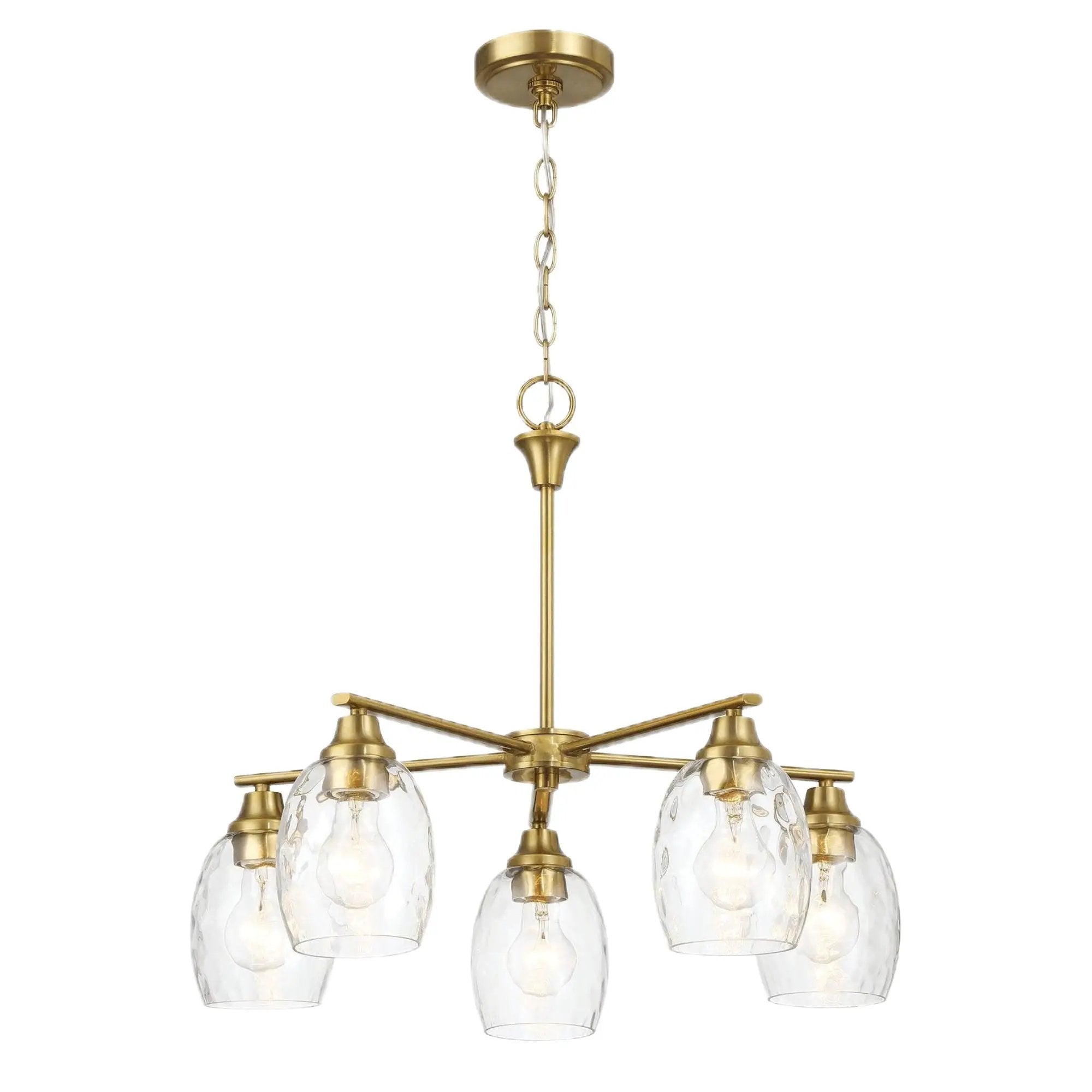 5 Lights Linear Arms With Chain Chandelier - Clear / Gold by Unique Piece Furniture