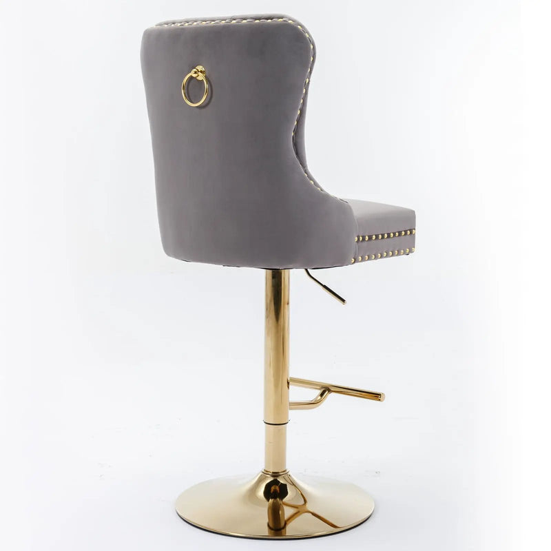 Thick Swivel Barstools Adjusatble Seat Height From 25-33", Modern Upholstered Bar Stools With Backs Comfortable Tufted For Home Pub And Kitchen Island (Set of 2) by Unique Piece Furniture