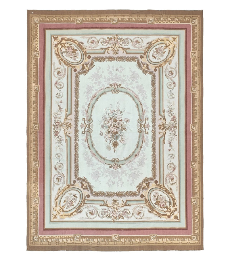 Large Aubusson Rug 11x15, Oversized Gallery Palace Size Flatweave Savonnerie Carpet 11 x 15 ft, Wool Handmade Vintage Elegant European by Jewel Rugs